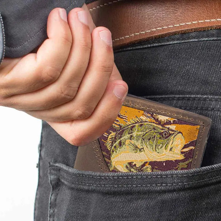 Zep-Pro Bass Men's Bifold Woven Patch Leather Wallet.