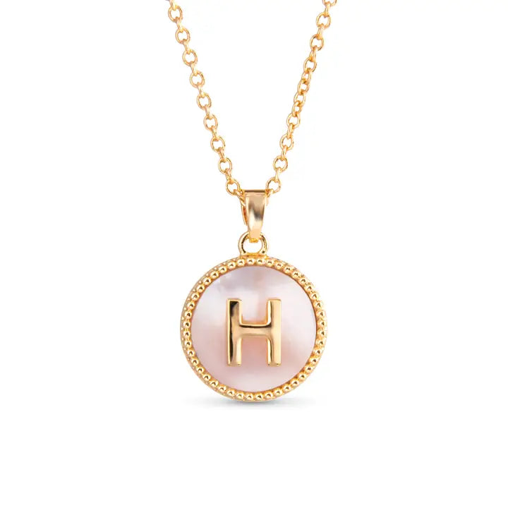 AMANDA BLU GOLD MOTHER OF PEARL INITIAL NECKLACE