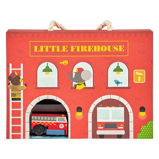 Petit Collage Wind Up & Go Fire Station Play Set