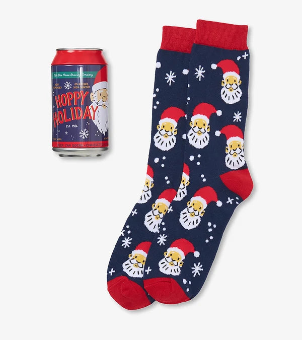 little BLUE HOUSE Men's Hoppy Holidays Beer Can Socks