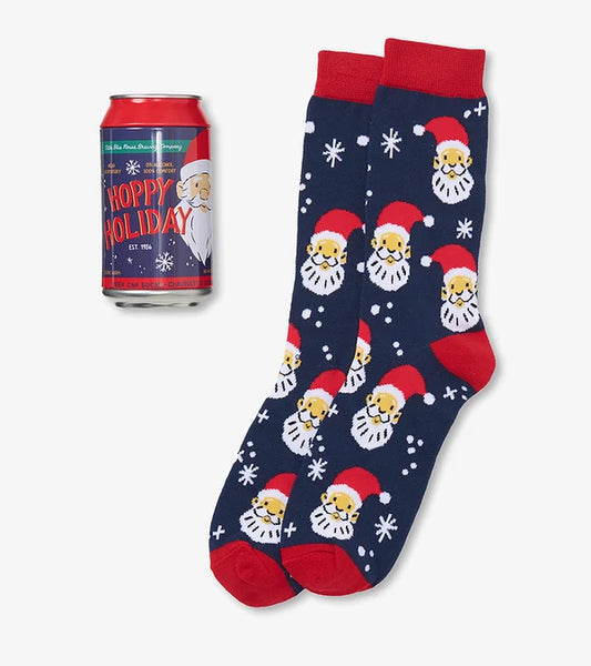 little BLUE HOUSE Men's Hoppy Holidays Beer Can Socks