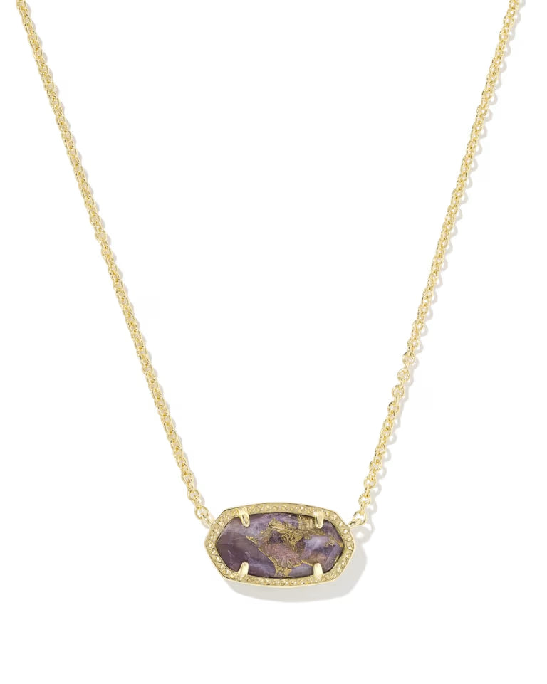 KENDRA SCOTT ELISA PENDANT NECKLACE GOLD BRONZE VEINED PURPLE AMETHYST