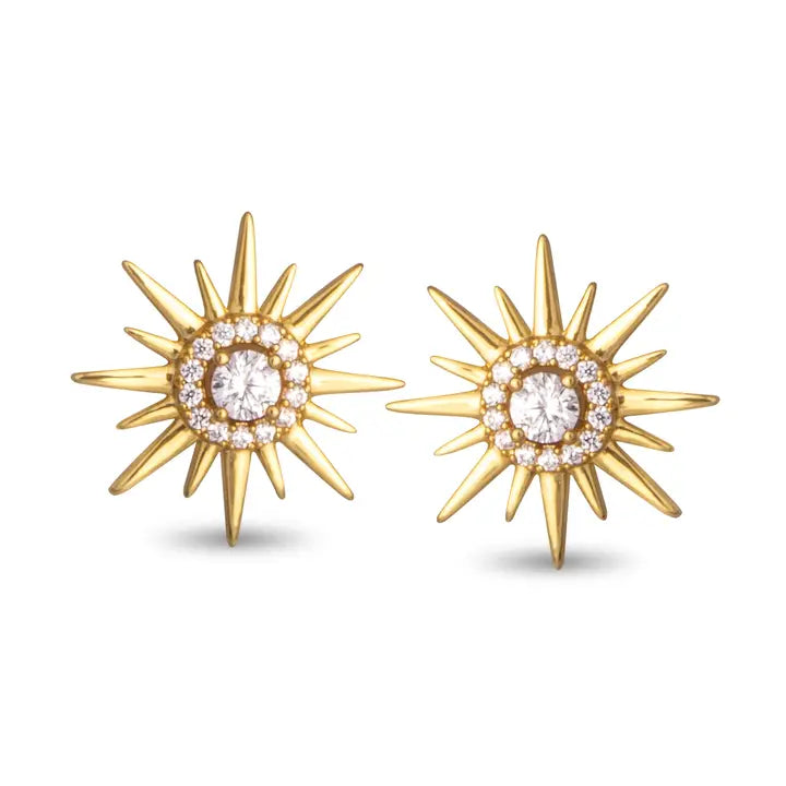 Amanda Blu Halo Cz Sunburst Stud Earrings - Gold