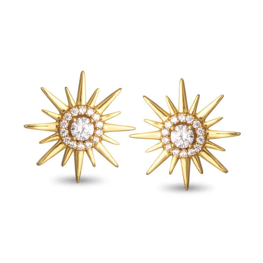 Amanda Blu Halo Cz Sunburst Stud Earrings - Gold