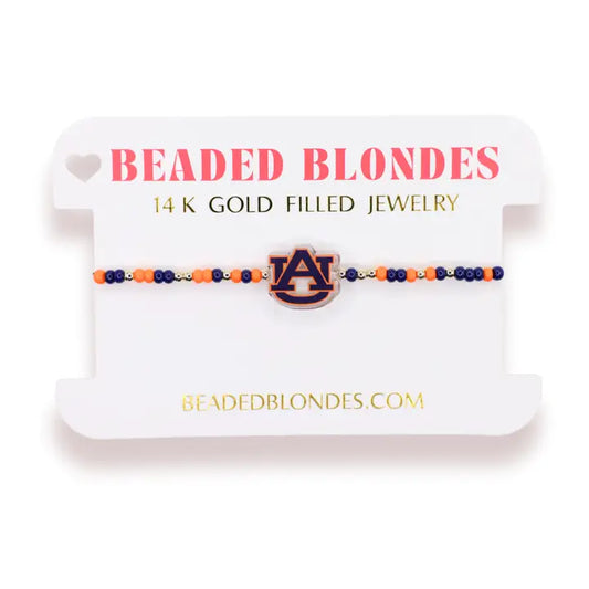 Beaded Blondes Auburn Logo Bracelet On Color