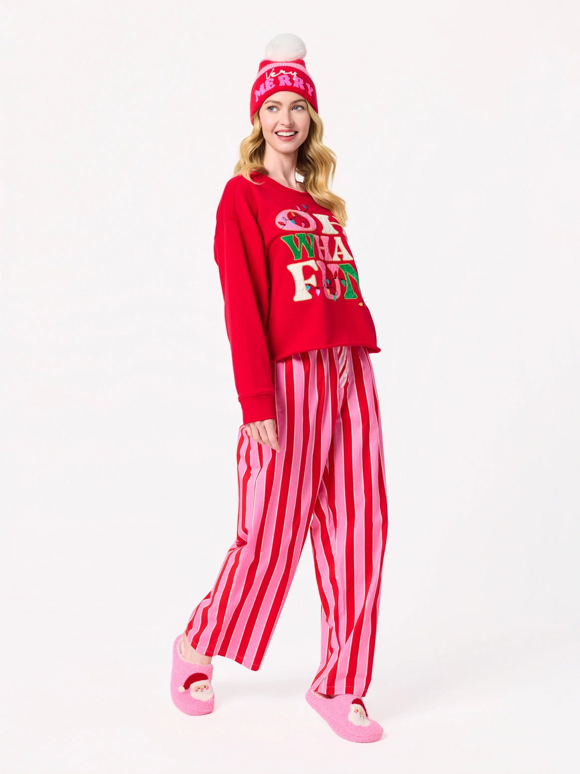 Shiraleah Jolly Santa Slippers, Pink