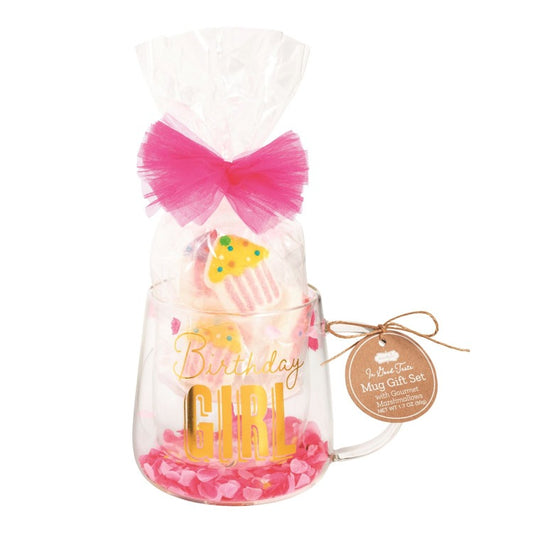 MUD PIE Birthday Girl Glass Mug & Marshmallow Set