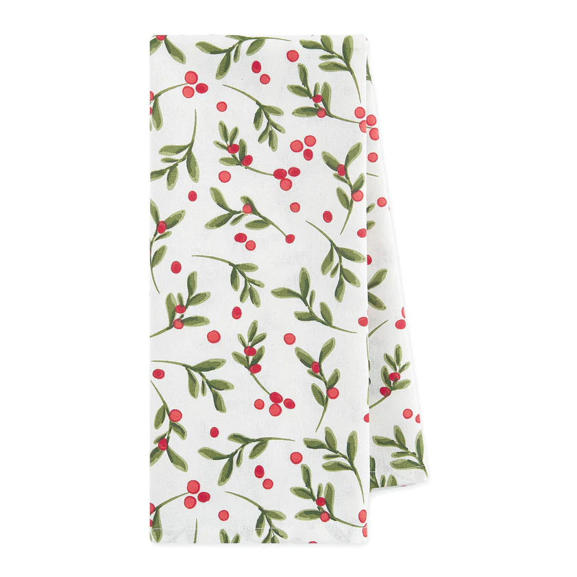 Design Imports Under The Mistletoe Christmas Dishtowels