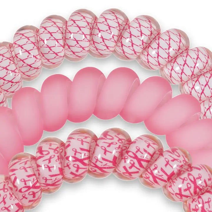 Teleties Spiral Hair Coils | Large | Pink and Powerful Hair Ties