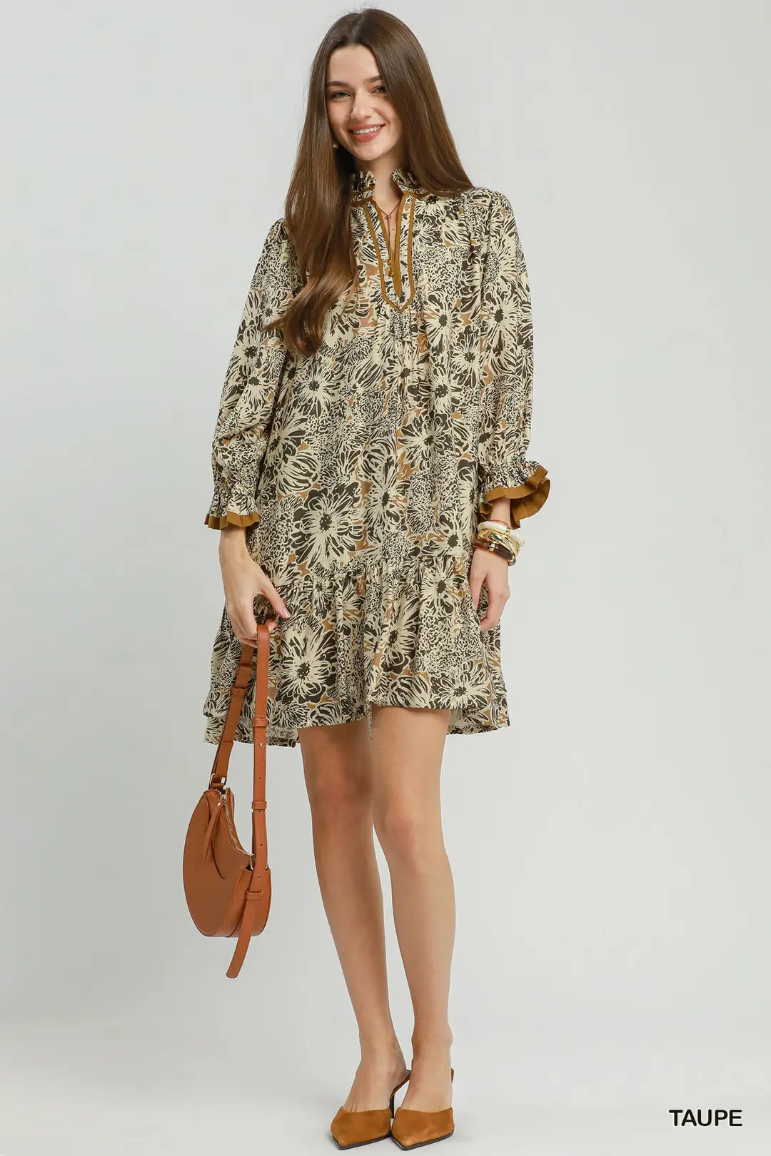 Umgee Floral Print Tiered Dress