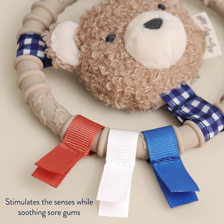 Itzy Ritzy Ring Pal™ - Teething Ring with Plush Character-Taupe Bear