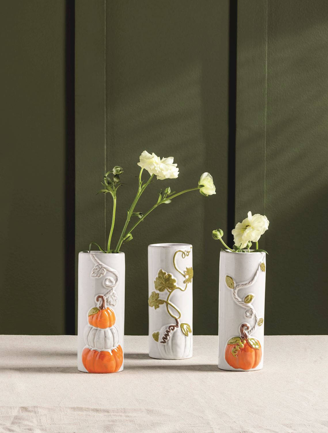 MUD PIE WHITE PUMPKIN VINE STEM VASE