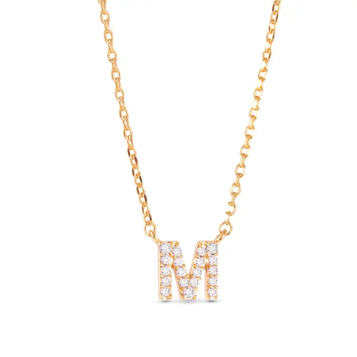 Amanda Blu Gold Cz Initial Necklace - M