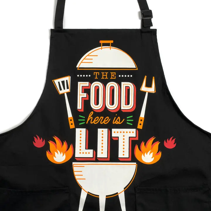 Lavley The Food Here Is Lit Apron - Funny Grilling Apron