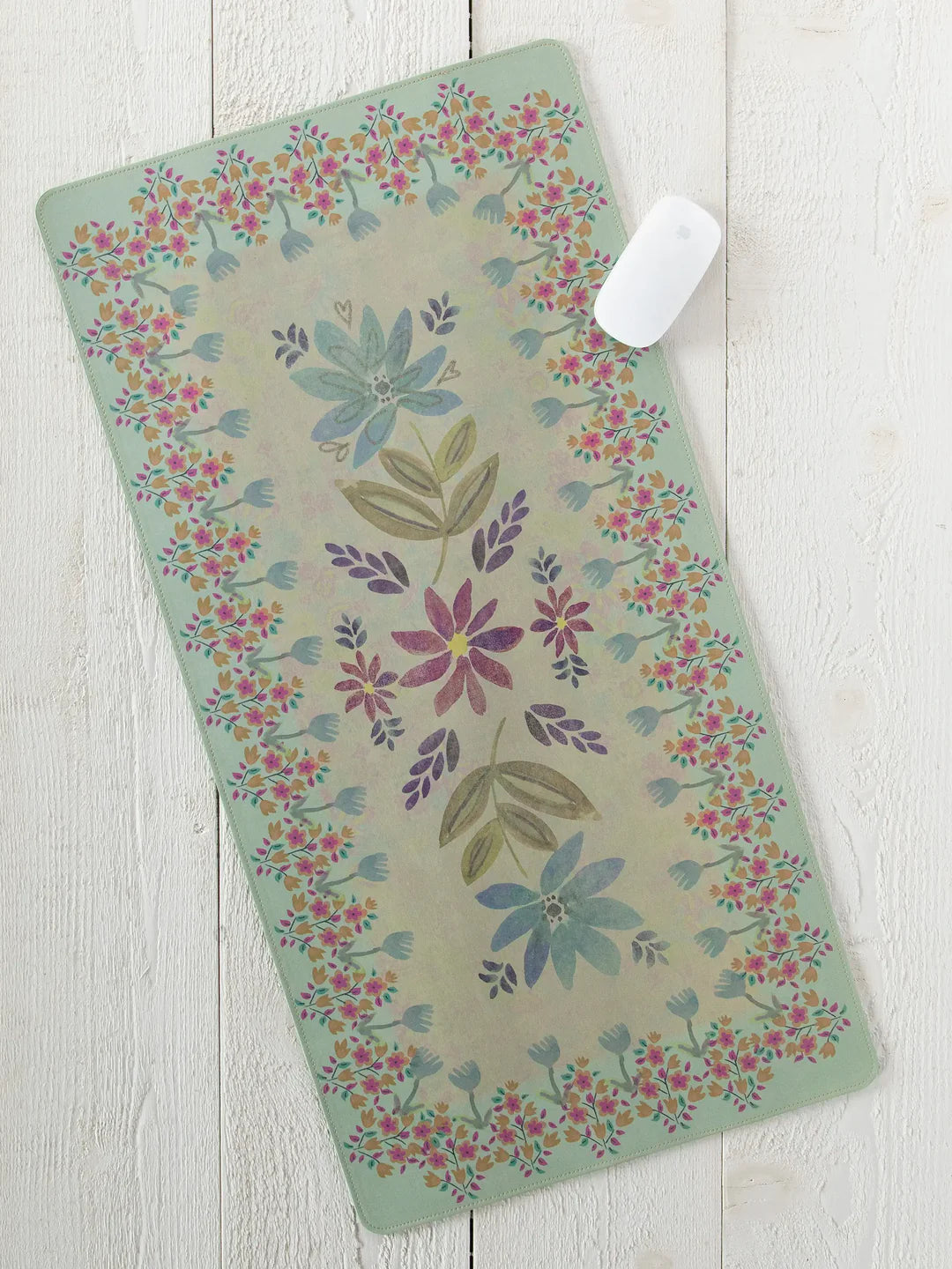 Natural Life Desk Mat-Cream Folk Floral