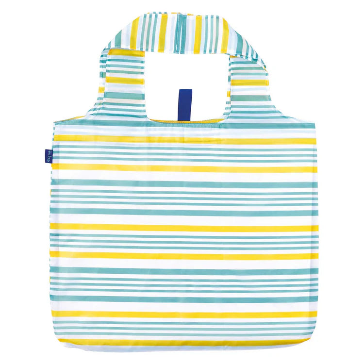 ROCKFLOWERPAPER SUMMER STRIPE YELLOW BLU BAG REUSABLE SHOPPING BAG - MACHINE WASHABLE