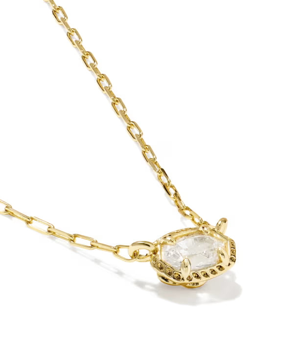 KENDRA SCOTT MINI ELISA LUXE SHORT PENDANT NECKLACE GOLD WHITE CZ
