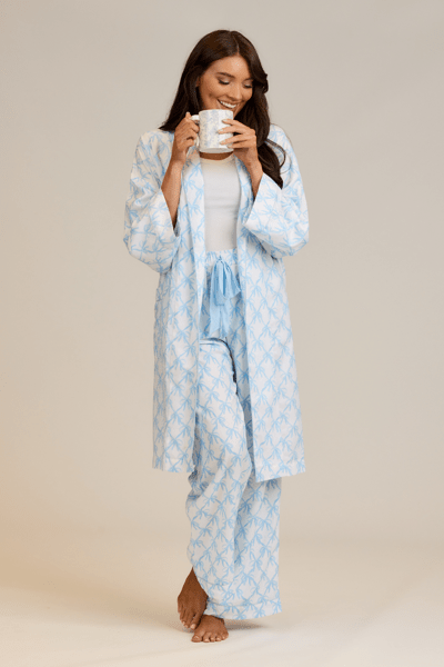MUD PIE BLUE BOW PAJAMA PANTS