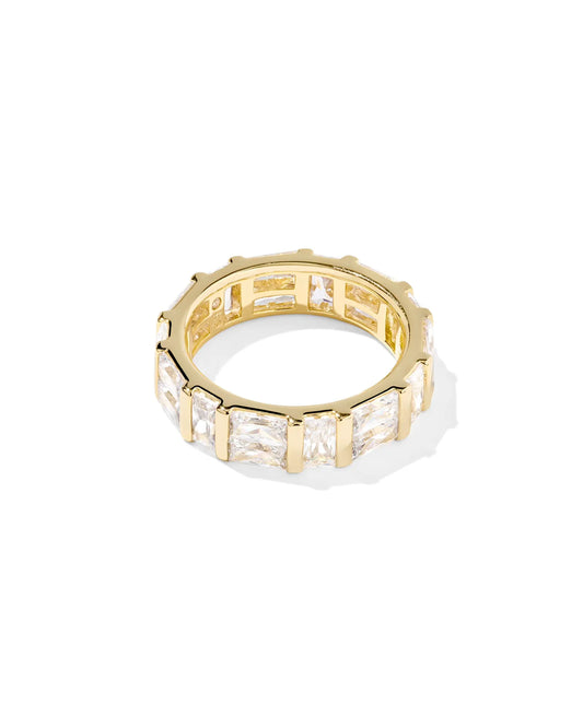 KENDRA SCOTT JAMIE BAND RING GOLD WHITE CZ 9