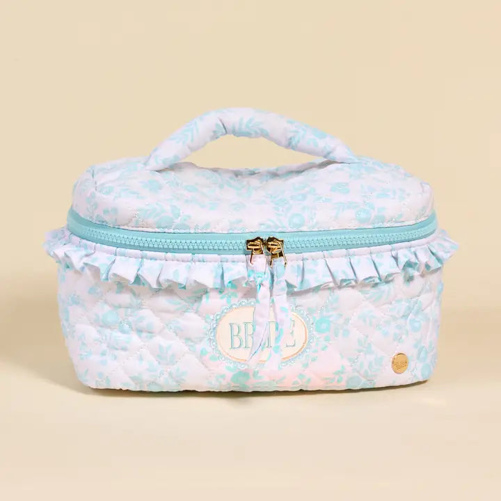The Darling Effect Glam & Go Quilted Cosmetic Bag–Bride Something Blue