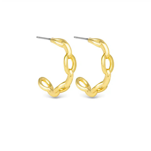 AMANDA BLU LONDON POLISHED CHAIN LINK HOOP GOLD EARRINGS