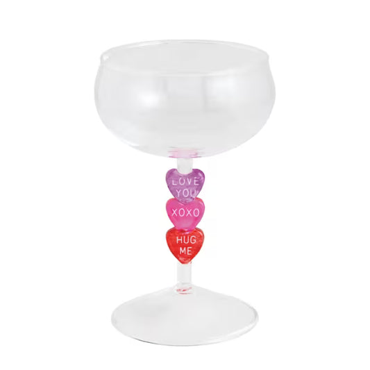 MUD PIE TRIPLE HEART COUPE GLASS