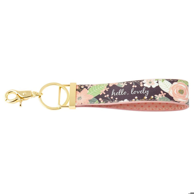 KARMA LOOP KEYCHAIN CHARCOAL FLOWERS