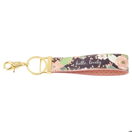 KARMA LOOP KEYCHAIN CHARCOAL FLOWERS