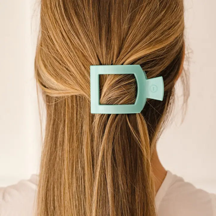 Teleties Square Flat Hair Clip | Small | Totally Turquoise
