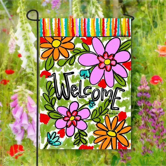 Baxter & Me Welcome Daisy Garden Flag