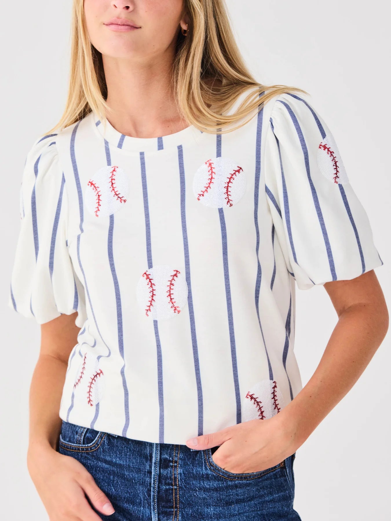 Mary Square Tina Top | Sequin Baseball