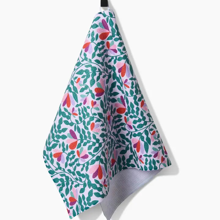 Geometry Spring Wavy Leaves Tea Towel