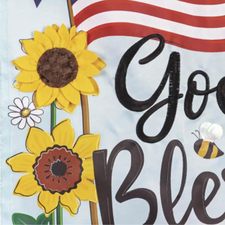 Evergreen Enterprises God Bless Patriotic Applique Garden Flag