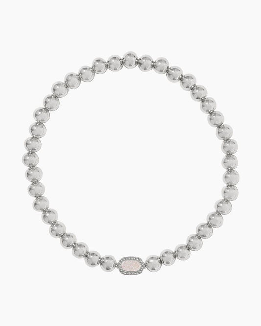 KENDRA SCOTT MINI ELAINA STRETCH BRACELET SILVER IRIDESCENT DRUSY