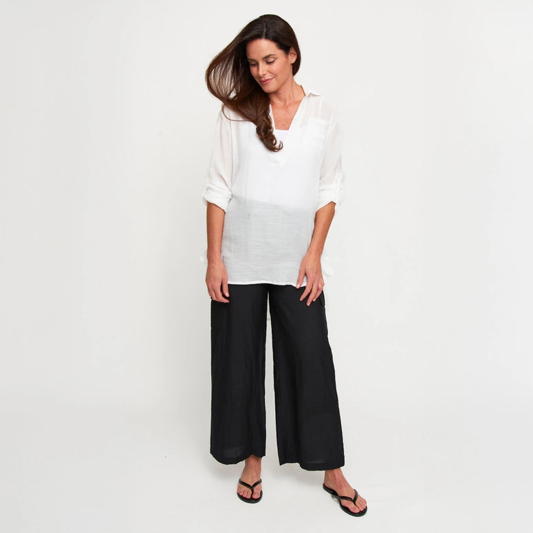 Elsie & Zoey Swim Shirt Lila Deep V-Neck Cover Up Top with Front Pocket