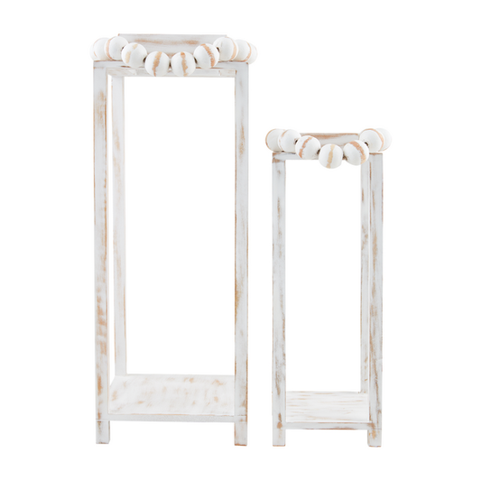 MUD PIE WHITE BEADED HANDLE LANTERN