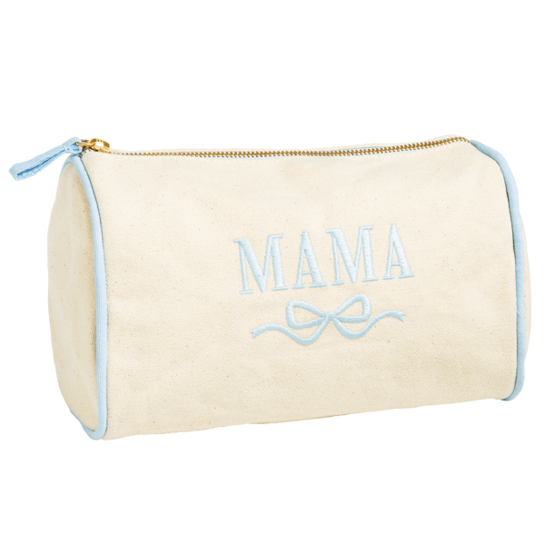MUD PIE BLUE MAMA EMBROIDERED CANVAS CASE