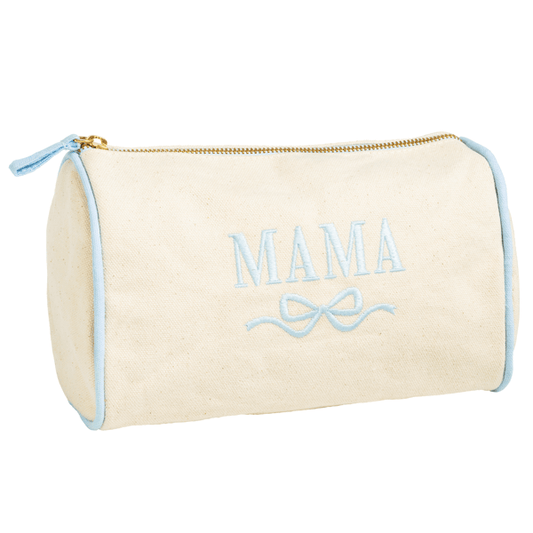 MUD PIE BLUE MAMA EMBROIDERED CANVAS CASE