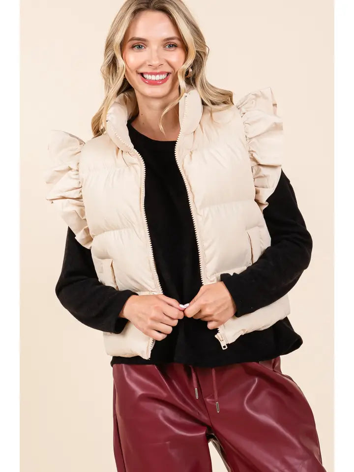 GeeGee Ruffled Sleeve Puffer Vest