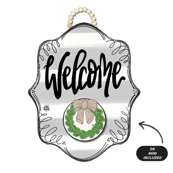 DK Designs Stripe Bloom "Welcome" Hanger + Mini