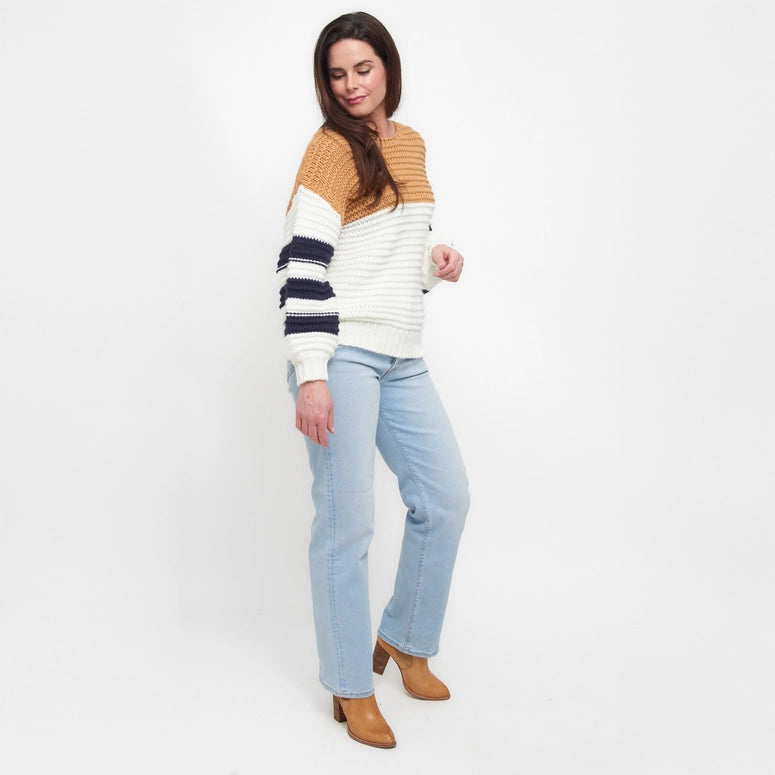 Elsie & Zoey Kennedy Color Block Chunky Drop Shoulder Sweater