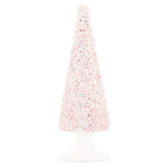 KARMA GLASS TREE SM PINK GLITTER