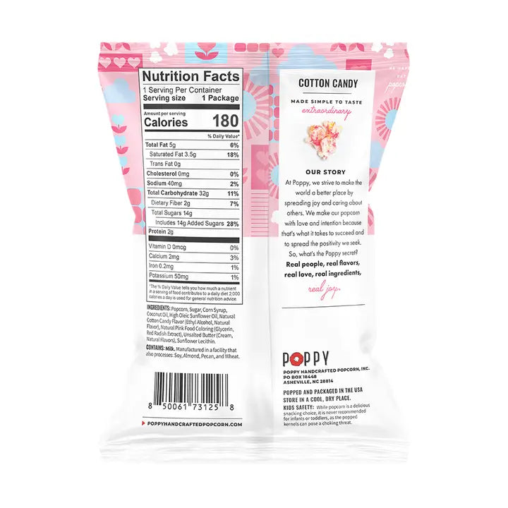 Poppy Cotton Candy Snack Bag Popcorn