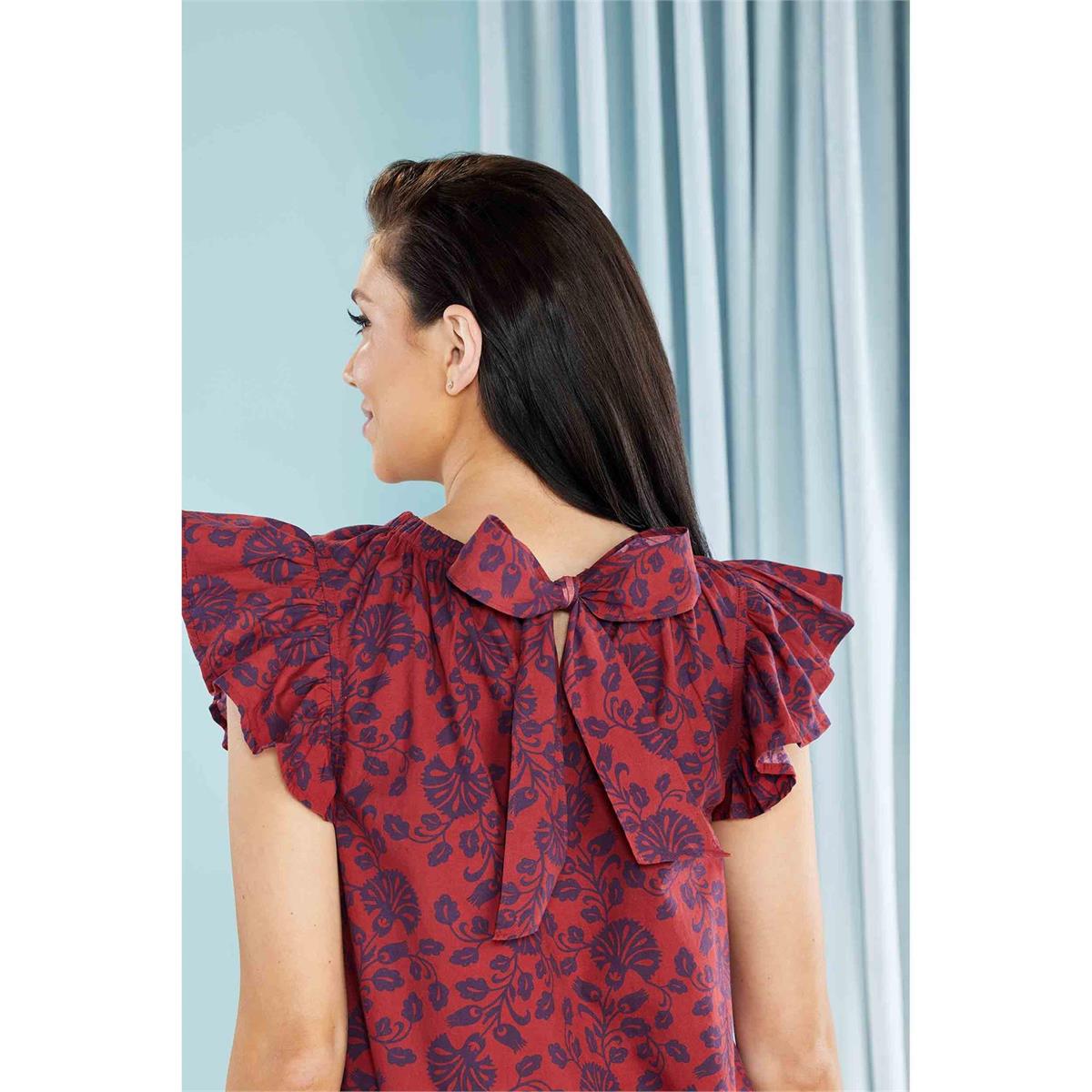 MUD PIE RED FLORAL SALMA TOP