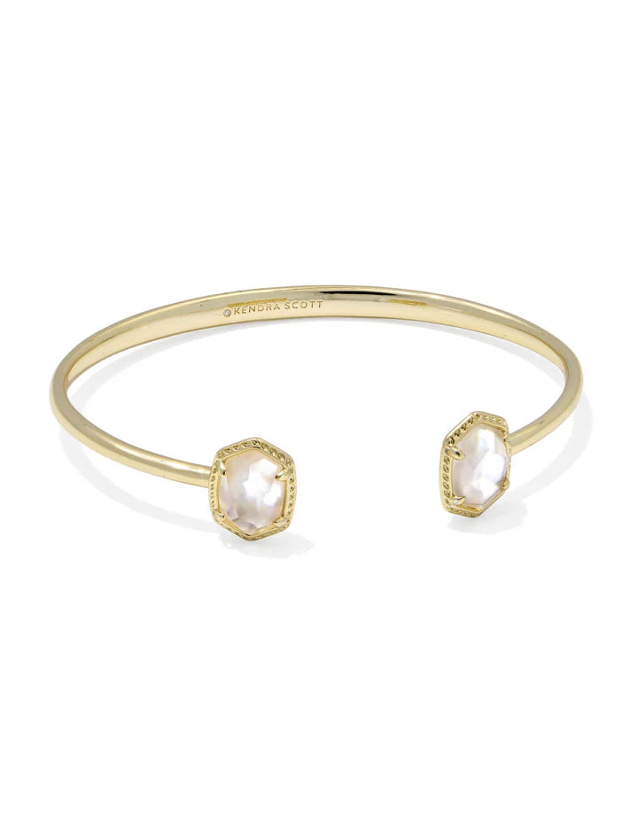 KENDRA SCOTT DAPHNE FRAME CUFF BRACELET GOLD IVORY MOTHER OF PEARL S/M