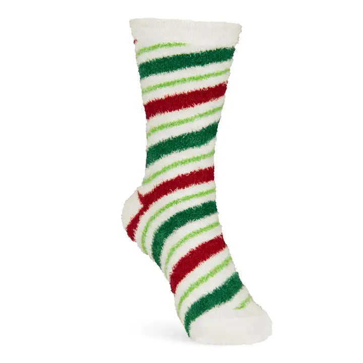 Amanda Blu Christmas Winter Fuzzy Socks | Holiday Soft & Cozy Socks-Stripes