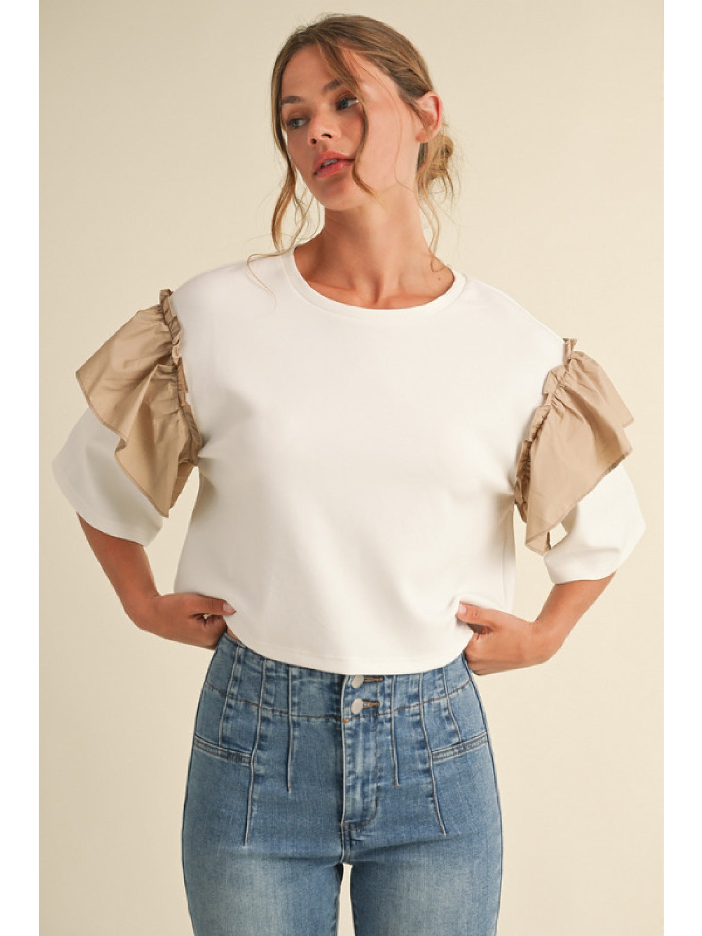 Jodifl Solid cropped top with U-neck