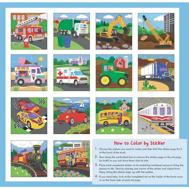My First Color-By-Sticker Book -- Cars, Trucks, & Trains