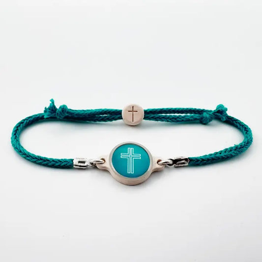 Versible Tap To Pray™ - Survivor Series Handmade Bracelets-Turquoise + Cross