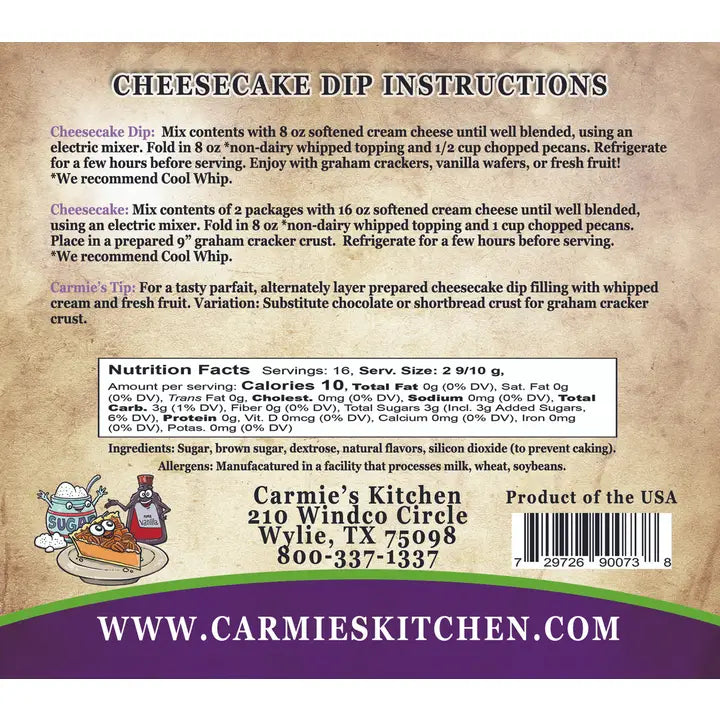 Carmie's Kitchen Pecan Pie Cheesecake Dip Mix